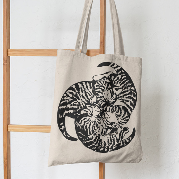 Cat 3 Purricane Striped Kittens Tote Bag - Picture 4 of 5